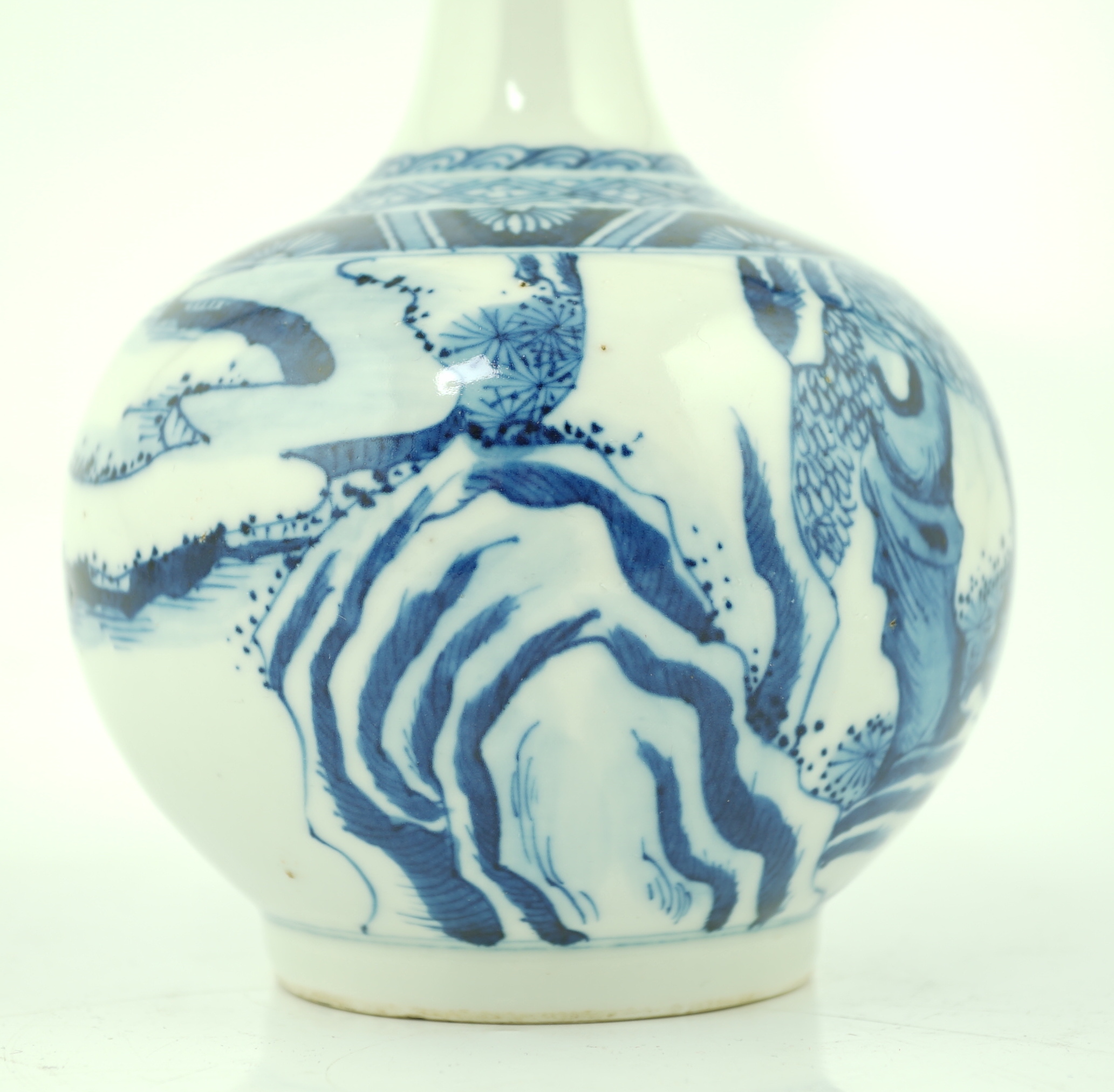 A Chinese blue and white 'ox and plough' bottle vase, late 19th century